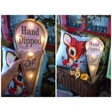 花木馬 冰淇淋 ice 鐵皮燈 鄉村風 LED電池 復古懷舊鐵牌燈 民宿裝飾, 圖1復古冰淇淋