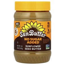 선버터 해바라기씨 버터 무설탕 16 oz (454 g) SunButter Sunflower Seed Butter No Sugar Added 16 oz (454 g), SunButter, 해바라기씨버터, 설탕 무첨가, 45, 454g, 1개