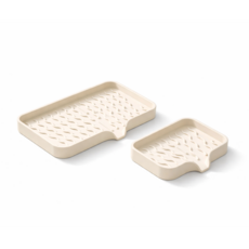 실리콘 수세미 거치대 주방용 물결 트레이 싱크대 세제통 받침대 2종 세트, 1세트, 아이보리