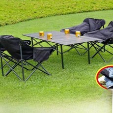 야외 휴대용 접이식 에그롤 테이블 캠핑 피크닉 직사각형 의자 세트 (야간 노점 생활용 캐주얼 가구), 07 블랙 사각 테이블 + 블랙 문 체어 2개