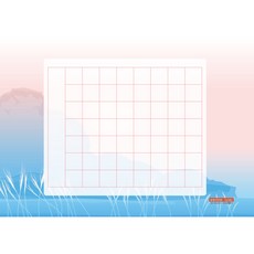 花木樨紙上設計 紫繡球 橫式扇形 20格書寫紙 A4/18入 100g厚磅道林紙 硬筆書法用紙, 18個裝, 遠山 橫式56格 W56071, A4