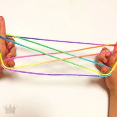 손놀이 고무줄 전통 놀이 도구 무지개 색상 어린이 두 손 게임 추억 놀이 감각, 1개