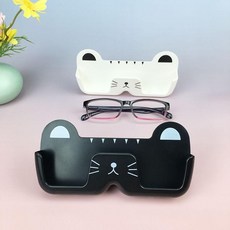 壁掛貓咪眼鏡收納架 可愛展示架, 1個, 新陞級加厚 招財貓款 活動中,免打孔招財貓：一個裝 黑 眼鏡不被壓