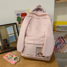 春季新款可愛兔耳朵小學生3-6年級雙肩包高顏值少女心旅行小揹包, 粉色【無掛件】:一個, 1個