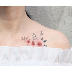 鎖骨綜合花草 FC-062 K02【WAWA TATTOO】男女防水DIY紋身貼紙刺青貼紙, 1個