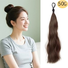 티지피 똥머리 포니테일 웨이브 올림머리 부분 가발, 1개, 라이트브라운