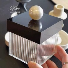 《台灣現貨》法式赫本風格珍珠牙籤盒 棉花棒盒 飾品收納盒 優雅桌面收納, 1個