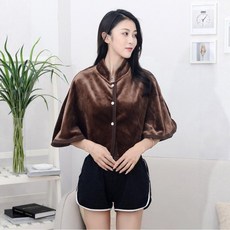 어깨시림 방지 숄 겨울 기모 후드 망토, 퓨어 커피 (더블 플리스)