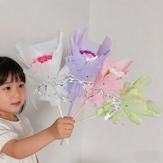 일반 손뜨개 수제 꽃다발 선물용, 4개, 혼색