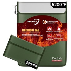 DOCSAFE 방화 케이스 가방 8겹 문서 화재 안전한 5200 정리함 여행 단열 방수, Green