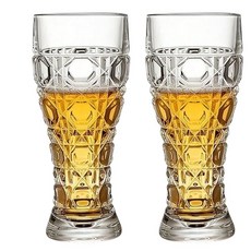 加厚刻花大容量啤酒杯兩入組 居家精釀扎啤專用玻璃杯, 2個