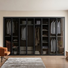 보루네오 강화유리 여닫이 붙박이장 30cm E0등급, 블랙