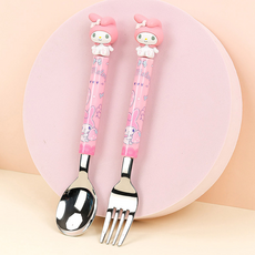 마이멜로디 수푼포크세트 여아 어린이 수저 아동용 식기 산리오, 핑크, 1개