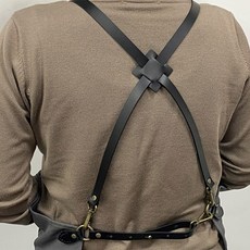 앞치마끈 X자형 크로스 천연가죽끈 어깨끈, 1개, 블랙