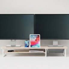 플레이기어 2단 듀얼 모니터받침대 높은 높이 거치대 1000mm, 1개, 100TG (폭100x높이15x베이지)