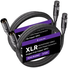 VCELINK XLR 케이블 10피트 2팩 남성용 XLR 마이크 케이블 금도금 3핀 밸런스 실드 스피커 케이블 AL 및 OFC 듀얼 차폐 밸런스 마이크 코드, 6 Feet