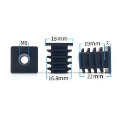 10 또는 5pcs M5 M6 M8 너트 구멍이있는 플라스틱 사각 파이프 플러그 블랭킹 엔드 인서트 캡 커버 가구 다리 피트 튜브, 19MM M6 10pcs