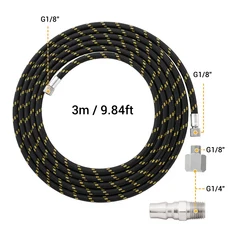 3 미터/10 피트 나일론 브레이드 에어 브러시 호스 표준 1/8 "" - 1/4 버쉬 키트 용 어댑터 슈트 in 1 도구 액세서리, NCT-3M Yellow Hose3