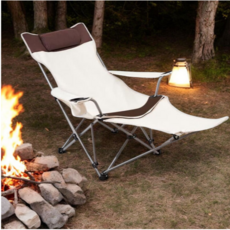 ALVI 리클라이너 컵홀더 접이식 아웃도어 캠핑의자, 1개, 크림 브라운