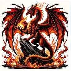 눈에 띄는 불꽃 - 둘러싸인 용 스티커 여행 가방 스케이트보드 데크 사무실 칸막이 벽에 맞춤 제작하기, 01 1PC