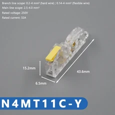범용 쉬운 개방 T자형 브레이크 프리 클립 중국 와이어 커넥터 마커 1 in 2 3 4 5 6 8 10 out 신제품, 22 N4MT11Y, 02 5pcs