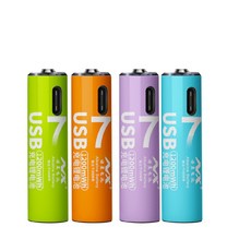 可充電式炫彩Type-C環保鋰電池，3號4號通用，USB充電，環保彩色電池, 1個, Type-C充電電池 3號炫彩電池4入