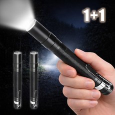 Keebright 초강력 LED 미니 손전등 휴대용 초경량 클립형 줌기능, 2개, 블랙 12.5cm