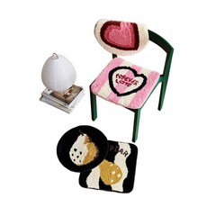 식탁 사무실 의자방석 논슬립 패드 소형 귀여운 방석 원형 쿠션 패브릭 러그 사각 A, 1개, M. 얄리와 사랑 4가지 색상 각각 하나씩