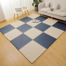 어린이용 두꺼운 폼 바닥매트 거실 침실 크롤링 퍼즐 매트, 1개, 베이지+시안