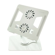 조셉 360도 회전 듀얼쿨링팬 노트북 거치대 쿨러, 화이트, 1개