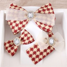 arang.rorang 紅色千鳥格髮夾3件組