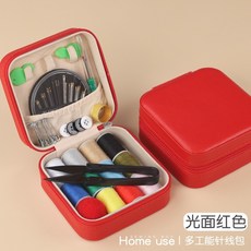 精選優品 家用針線包 針線盒 縫紉工具包 便攜針線包 多功能縫補工具包 縫紉盒 針線收納包 針線組, 光面【紅色】, 1個