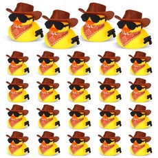24/48 세트 카우보이 모자 스카프 선글라스와 고무 오리 작은 노란색 Duckies 욕조 장난감, China Mainland, 48PCS