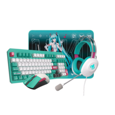 {活動贈ROG潮Tee} ASUS 華碩 TUF Gaming Hatsune Miku Edition 初音未來 聯名套組 無線滑鼠 有線鍵盤, 紅, 全尺寸