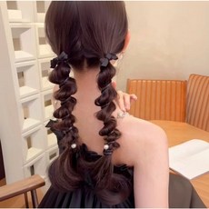 리본 스프링 머리끈 2개 발레코어 아이돌 방송댄스 체육대회 어린이선물(전화기줄 머리끈)