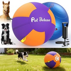 아마존평점4.5+ 미국출고 152208 Pet Deluxe 대형견을 위한 63.5cm(25인치) 헤딩 볼 - 내구성이 뛰어난 인터랙티브 장난감 빠른 2.5분 펌프 및 운반 손