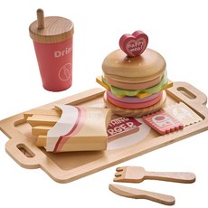 피에스타 원목 소꿉놀이 햄버거 세트, 1세트, 단품