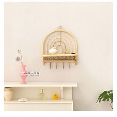 藤編置物架 收納書架 墻上北歐ins風家用民宿客廳復古雙層雜物壁掛, 藤掛鉤置物架