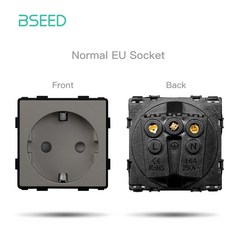 BSEED 벽 조명 기능 TV 소켓 패널 유리 부품 스위치 CAT5 EU 콘센트 전원 DIY 회색 USB, 220V용, Socket Part