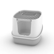 開放式加大貓砂盆，高邊防濺貓廁所，附貓砂鏟，寬敞舒適，易於清理，保持環境清潔, 灰色大號, 1個