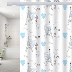 윈지 패브릭 샤워커튼 + 샤워봉 세트, 1세트, 파리
