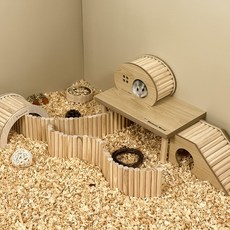 햄찌무드 햄스터 원목 울타리 + 사다리 + 은신처, 7종, 1개