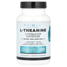 PrePrimal 프리프라이멀 L-테아닌 200mg 120 캡슐 테아닌 보충제, 1