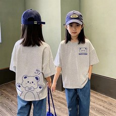 월드소년 초등생 여아 순면 반팔티셔츠