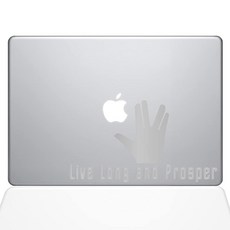 The Decal Guru Live Long and Prosper 데칼 비닐 스티커 12인치 맥북 실버 (1349-MAC-12M-S), The Decal Guru Live Long and P