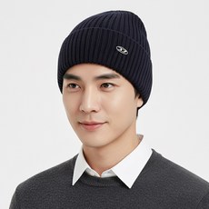 남자 비니모자 등산모자 겨울 스포츠 비니 러닝모자, 더블네이비