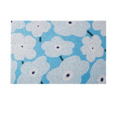 加幫手 文青簡約小花進門地墊 50x80cm 高彈絲圈防滑耐磨踏腳墊 聞(藍色), 聞(藍色),50 x 80 cm, 1個