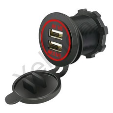 미즈누아 USB 2포트 고속 충전 소켓 캠핑카 시가소켓 스위치매립형DIY고속충전잭 USB차량용고속충전소켓 매립형USB소켓, USB포트3.1A-2포트