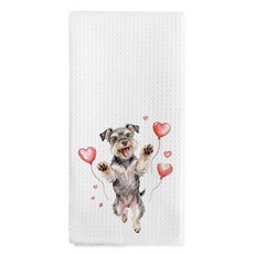 Nvucamd 재미있는 발렌타인 블랙 래브라도 리트리버 선물 주방 타월 블랙 실험실 개 애호가 선물 핸드 타월 욕실용 발렌타인 래브라도 리트리버 접시 티 타월 주방 장식용, 슈나우저