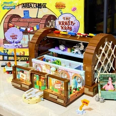 AREAX 스폰지밥 블록 패트릭 하우스 스퀴드워드 조립 만화 건축 모델 크리스마스 선물 어린이 장난감, 01 No Box, 06 AB0027